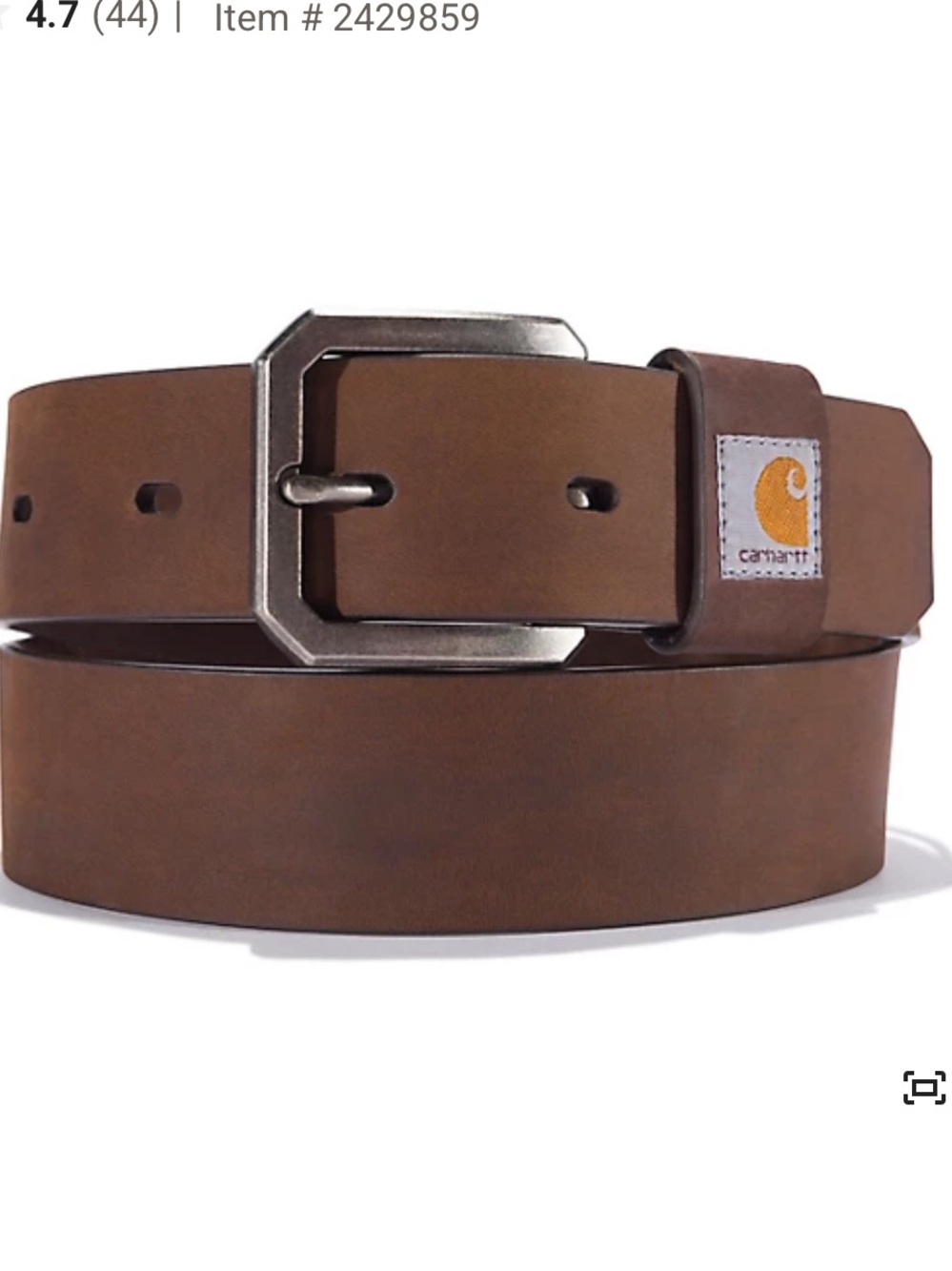 NWT Carhartt Brown Saddle Leather Work Belt - Classic Men's Belt Size M
